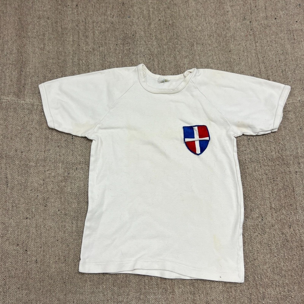 Vintage 1970s Crest Shield Shirt Mens XS White